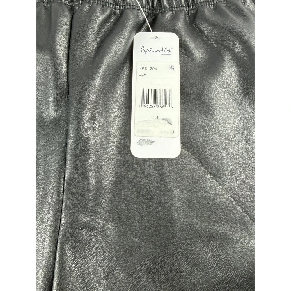 Splendid Girls Faux Leather Leggings Kids Size 14 Black Pull On Stretch NWT